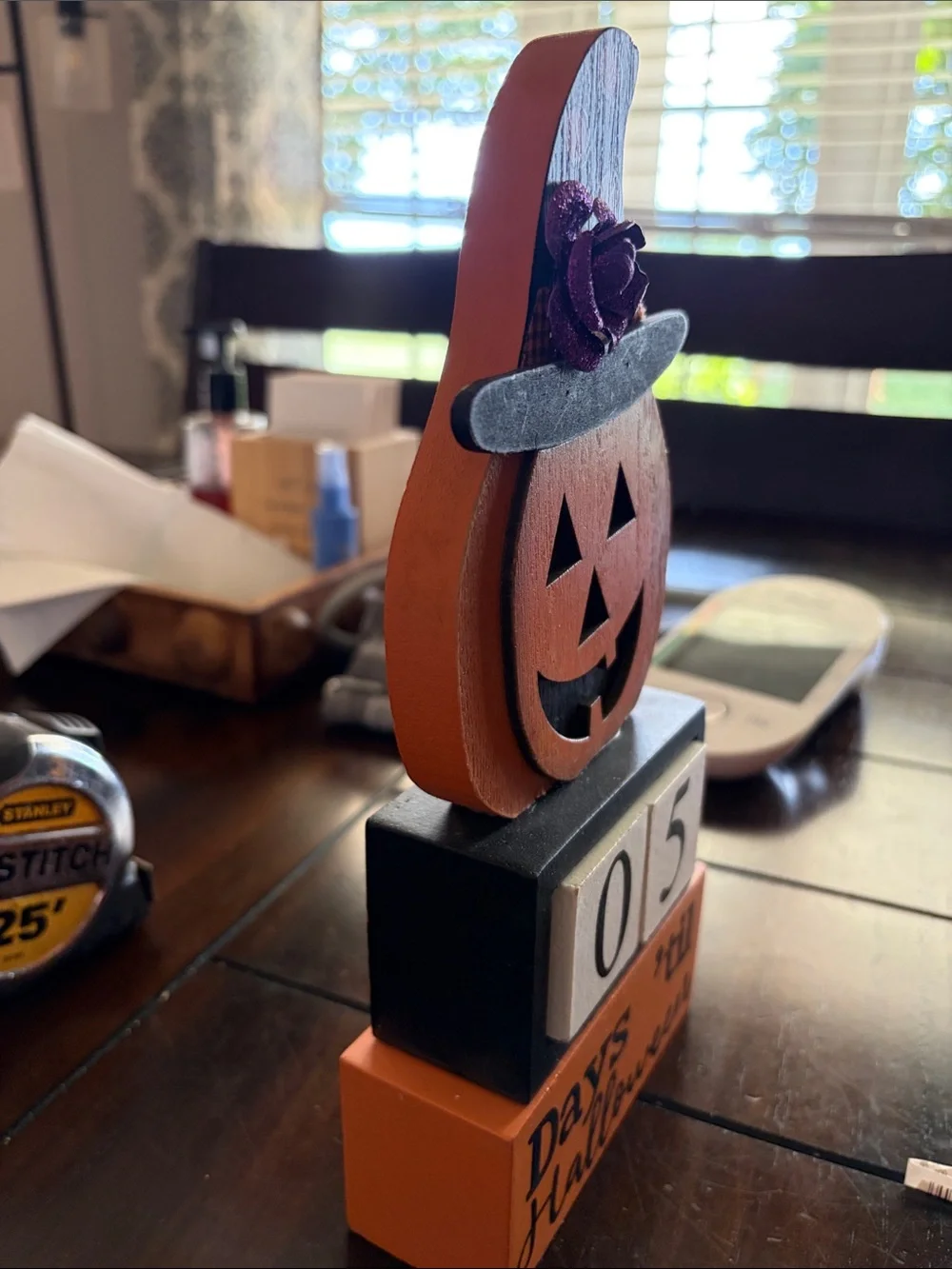 Wooden Jack-O'-Lantern Countdown Decor - Orange & Black